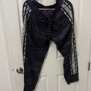 PINK Victoria's Secret Charcoal camo sequinJoggers